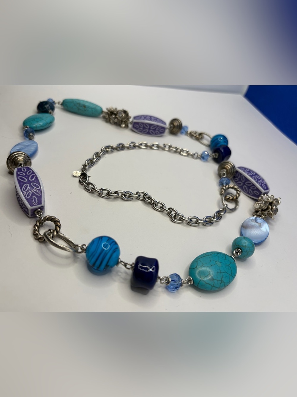 Premier Designs Turquoise & Lavender Statement Beaded Necklace - Picture 8 of 8